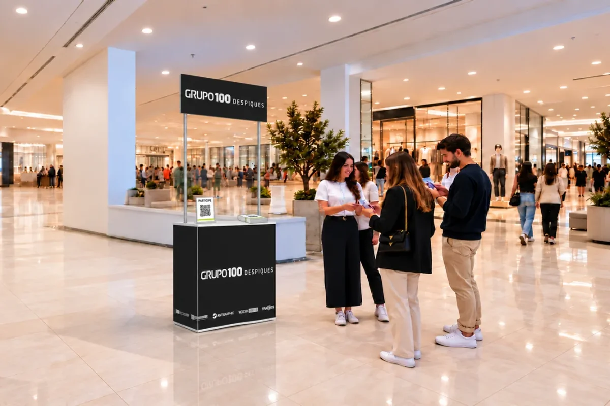 Bancada promocional LINE personalizada num centro comercial